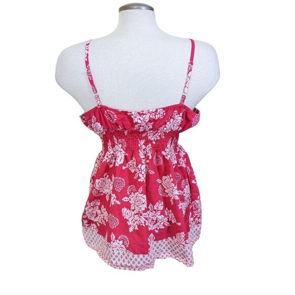 Vintage Y2K 2000s Womens L Babydoll Top Red Sleeveless Beach Surf Shirt Boho - Picture 6 of 9